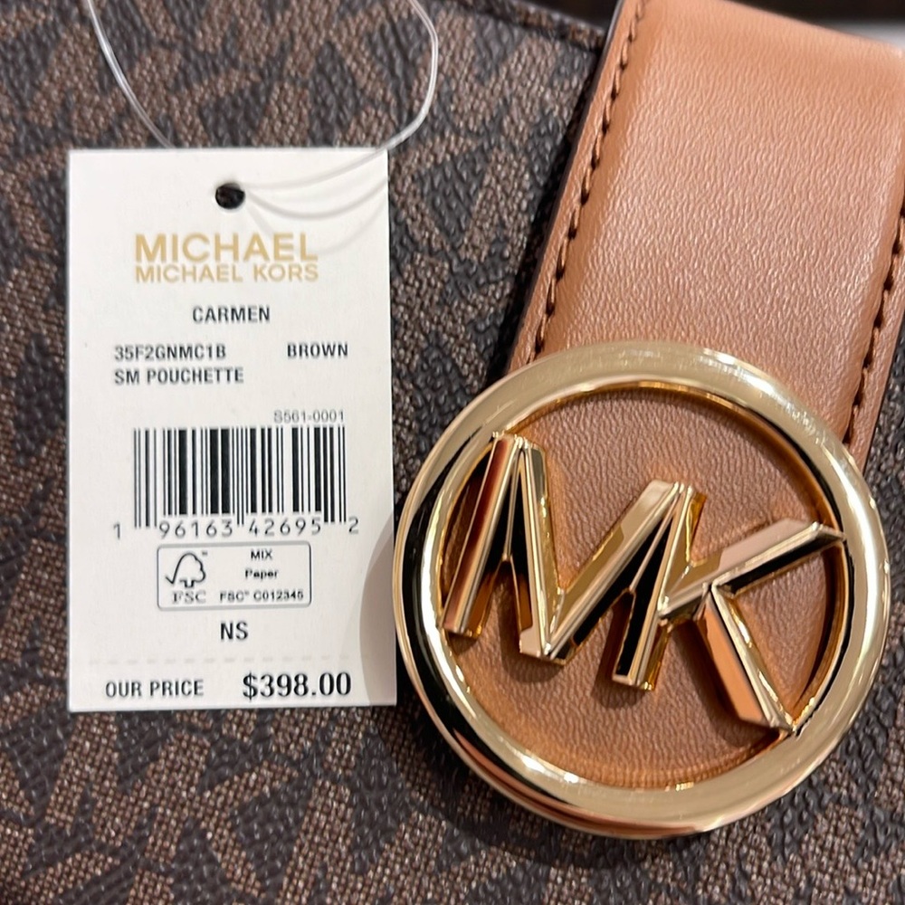 Michael Kors Carmen Small Logo Shoulder Pouchette Bag in Brown
NWT - Picture 14 of 16